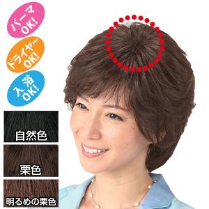 返品可能 人毛100%お手軽 つむじ ヘアピース 部分かつら ミセスウィッグ｜tsuten2