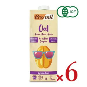 EcoMil エコミル 有機オーツ麦ミルクグルテンフリー（糖類無添加）1L×6本 ケース販売 有機JAS｜tsutsu-uraura