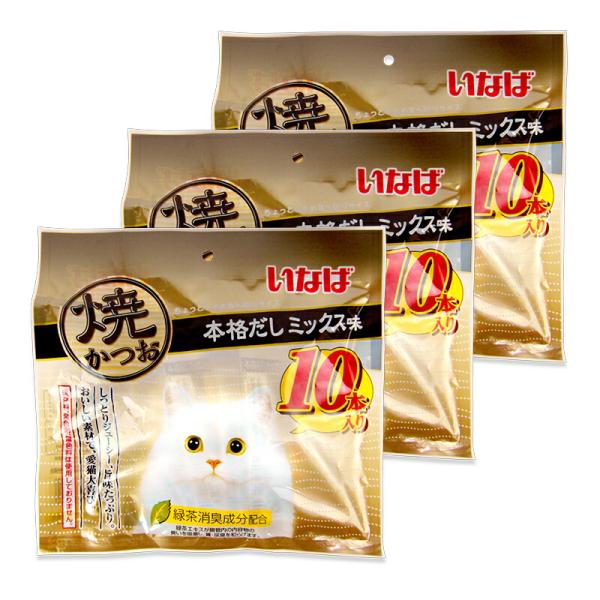 キャットフード 猫 猫餌 チャオ おやつ  いなば 焼かつお 本格だしミックス味 10本×3袋 ステ...
