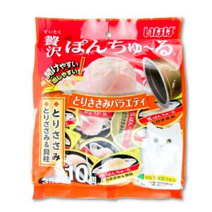 キャットフード チュール 猫 ちゅーる 猫餌 チャオちゅーる おやつ いなば 贅沢ぽんちゅ〜る とりささみバラエティ 35g×10入り｜tsutsu-uraura