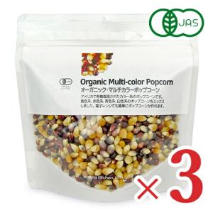ナチュラルキッチン オーガニック マルチカラーポップコーン 250g × 3袋 有機JAS｜tsutsu-uraura