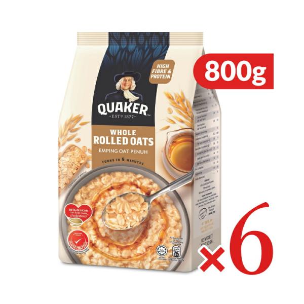 クエーカー QUAKER ロールドオーツオートミール 800g ×6個