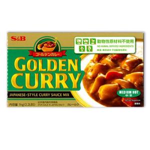 カレールー sb S＆B  エスビー食品 ゴールデンカレー動物性原材料不使用 中辛 1kg｜tsutsu-uraura