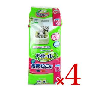 ユニ・チャーム デオトイレ 複数ねこ用 消臭・抗菌シート 16枚入 × 4袋