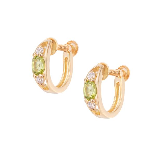 K10イエローゴールドペリドットイヤリング