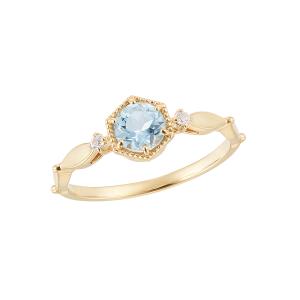 【ツツミ】K10 ピンキーリング ブルートパーズ　キュービックジルコニア ツツミ】K10 ピンキーリング ブルートパーズ キュービックジルコニア