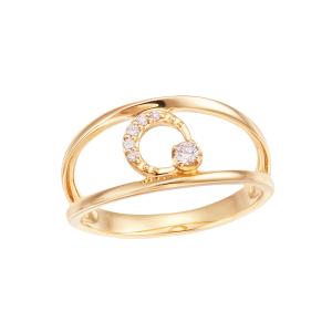 イエローゴールド 指輪 ピンキーリング ダイヤモンド クロスリング