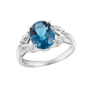 ジュエリーツツミ K10ホワイトゴールドロンドンブルートパーズリング