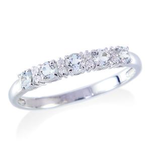 ジュエリーツツミ K10ホワイトゴールドアクアマリンリング（ピンキー