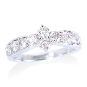 K14WG ダイヤモンド デザインリング 0.32ct 0.43ct ホワイトゴールド