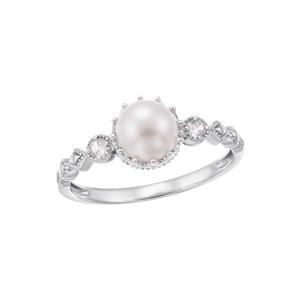 ジュエリーツツミ K10ホワイトゴールド淡水パールリング : ジュエリー