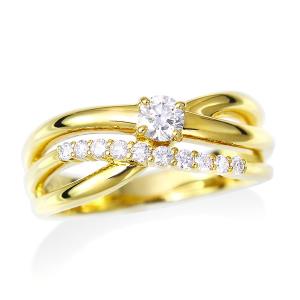 ジュエリーツツミ K18イエローゴールド鑑定書付ダイヤモンドリング