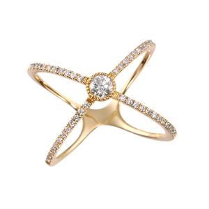 ジュエリーツツミ K18イエローゴールド鑑定書付ダイヤモンドリング