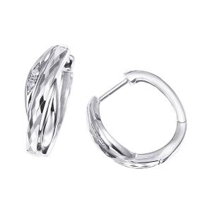 ジュエリーツツミ K10ホワイトゴールドダイヤモンドピアス フープ
