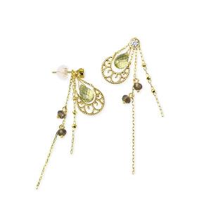 イエローゴールドマルチカラーピアス レディース