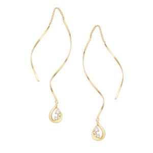 ジュエリーツツミ K18イエローゴールドダイヤモンドピアス 揺れる