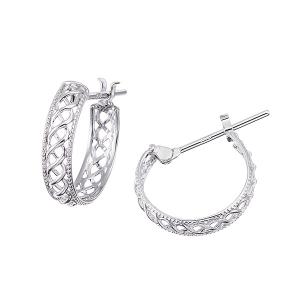 ジュエリーツツミ K10WGダイヤ付きフープピアス ジュエリーツツミ ツツミ ピアス K10 ホワイトゴールド