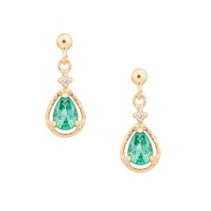 ジュエリーツツミ K18イエローゴールドエメラルドピアス : ジュエリー