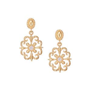 ジュエリーツツミ K10イエローゴールドブラックルチルクォーツピアス