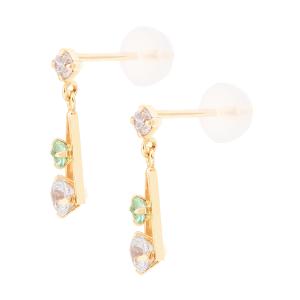 K18イエローゴールドエメラルドピアスの詳細画像1