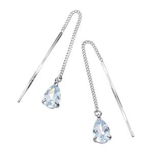 ジュエリーツツミ K10ホワイトゴールドアクアマリンピアス