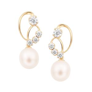ジュエリーツツミ K18イエローゴールド淡水パールピアス（5.5mm
