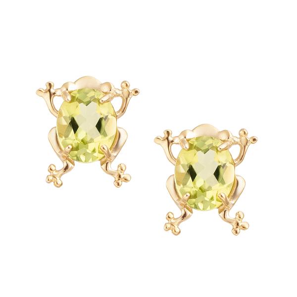 K10イエローゴールドペリドットピアス