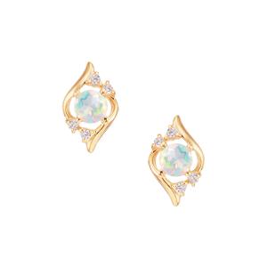 オパール ピアス 4mm 18k K18YG 18金 エチオピア産 イエロー ゴールド