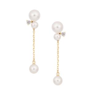 美品ジュエリーツツミ K18アコヤ本真珠&オニキスピアス ジュエリーツツミ K18イエローゴールドアコヤ真珠ピアス（7mm
