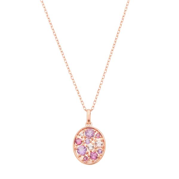 K10ピンクゴールドマルチストーンネックレス