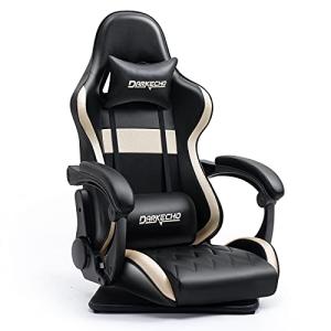 Darkecho ゲーミングチェア 座椅子 360*回転 155度リクライニング ハイバック 連動肘掛け付き ヘッドレスト ランバーサポート 通気性 PUレザー (Black)