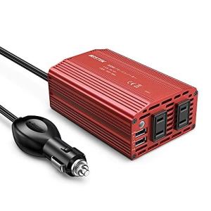 BESTEK カーインバーター 300W シガーソケット 車載充電器 USB 2ポート ACコンセン...