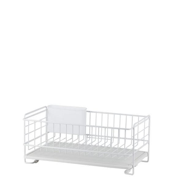 パール金属 鉄 食器 水切り かご バスケット スリム ホワイト 珪藻土トレー付 AZ-5509