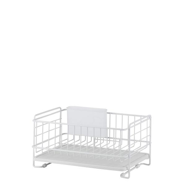 パール金属 鉄 食器 水切り かご バスケット ミニ ホワイト 珪藻土トレー付 AZ-5551