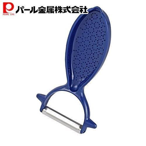 パール金属 デリッシュキッチン 皮むき器 ピーラー ネイビー 14.5×8×3.5cm フィットおろ...