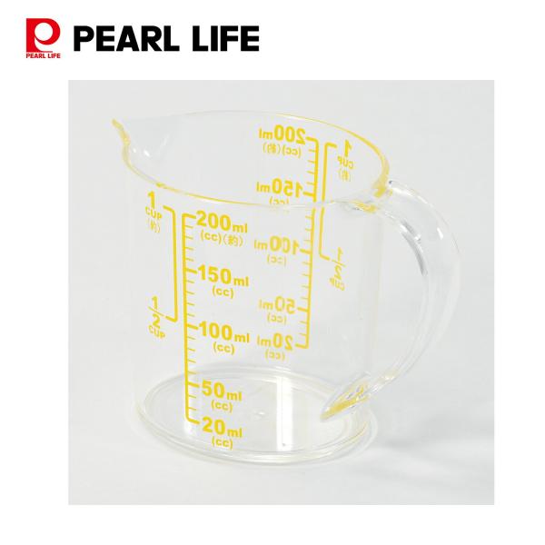 パール金属 デリッシュキッチン 計量 カップ 耐熱 200ml 大きい目盛 イエロー CC-1847