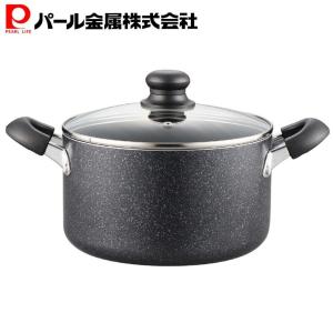 パール金属 寸胴鍋 21cm ガラス蓋付 ガス火専用 ふっ素加工 レッド