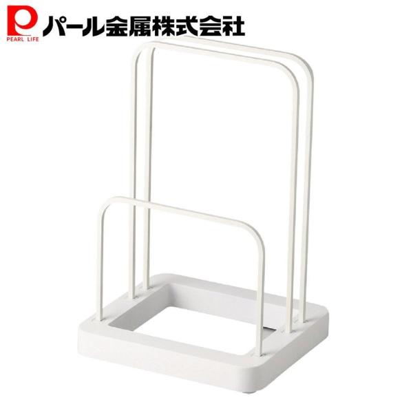 パール金属 珪藻土 バスマット &amp; 体重計 収納 スタンド ホワイト シンプルピュア HB-4022