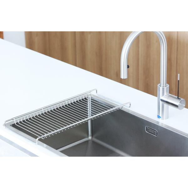パール金属 水切りラック シンク上 食器 水切り 水切りカゴ スライド水切りラック ステンレス製 ア...