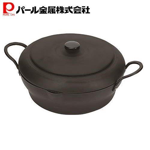 パール金属 天ぷら鍋 28cm 鉄製 蓋付 段付 揚げクック HB-5260