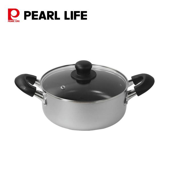 パール金属 鍋 両手鍋 20cm ガラス蓋付 IH対応 ふっ素樹脂ハード加工 スマートチョイス HC...