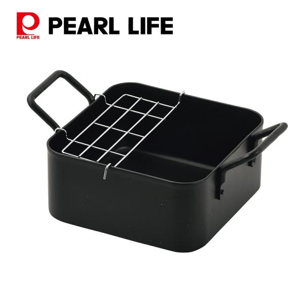 パール金属 天ぷら鍋 16×16cm アミ付 正方形 IH対応 鉄製 コンパクトな HC-803