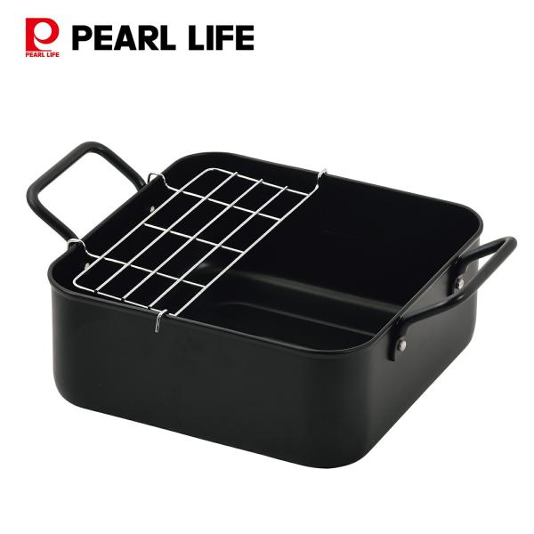 パール金属 天ぷら鍋 20×20cm アミ付 正方形 IH対応 鉄製 ワイドな HC-804