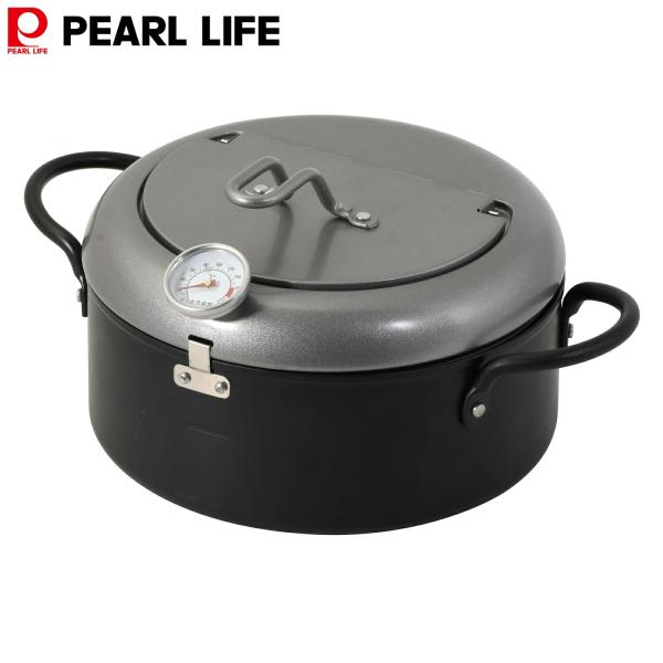 パール金属 天ぷら鍋 20cm 温度計付 油切りできる蓋付 鉄製 揚げ鍋 揚げ物 天ぷら バーニスタ...