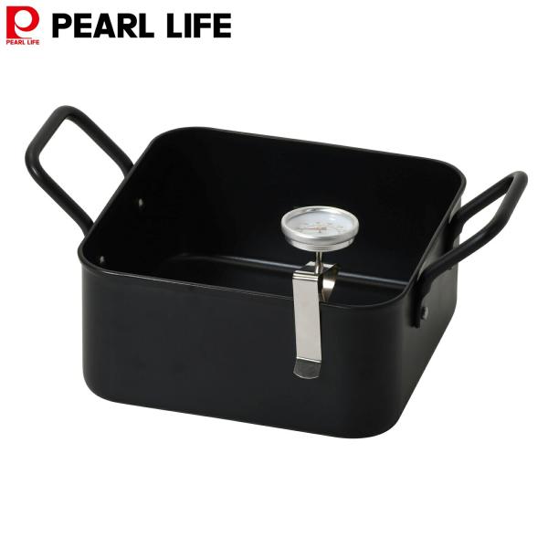 パール金属 天ぷら鍋 16×16cm 正方型 温度計付 鉄製 揚げ鍋 揚げ物 天ぷら バーニスタ H...