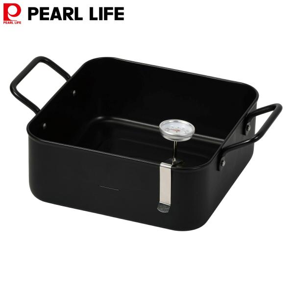 パール金属 天ぷら鍋 20×20cm 正方型 温度計付 鉄製 揚げ鍋 揚げ物 天ぷら バーニスタ H...