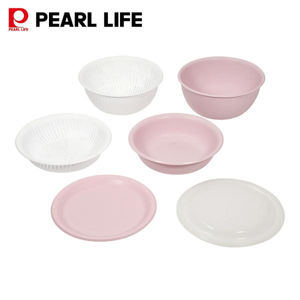 パール金属 ボウル ザル22cm 6点セット 電子レンジ対応 食洗機対応 日本製 ペールピンク・ホワ...