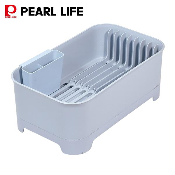 パール金属 水切りカゴ 水切りラック 水が流れる トレー付 日本製 ブルーグレー ハルミック HC-...