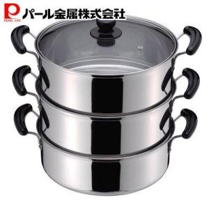 桃印18-0角型蒸器 29cm 3段 0472900 蒸し器 ステンレス IH対応 業務用
