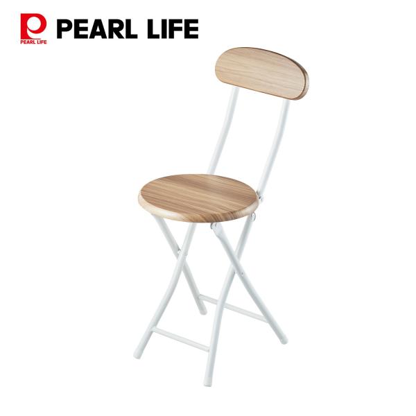 パール金属 椅子 イス チェア パイプイス 折りたたみ 背付き ウッディ ナチュラル N-7958